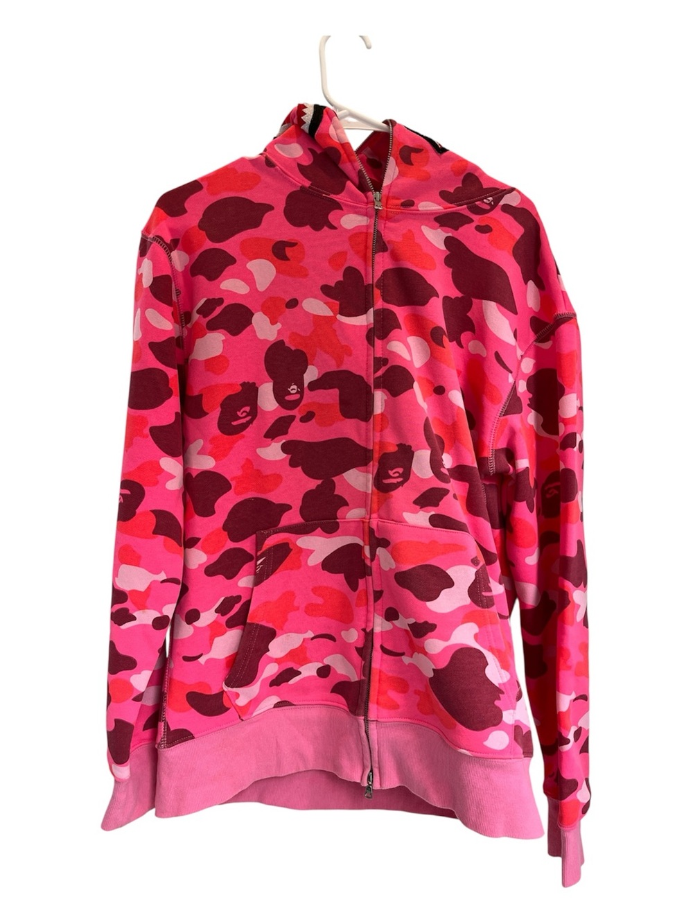 BAPE ABC WGM Camo Shark Full Zip Hoodie Hot Pink L